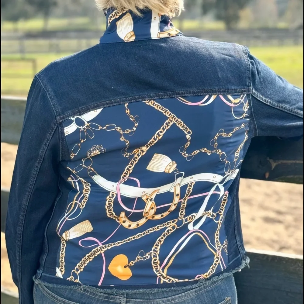Women's Jean Jacket with Chain Print